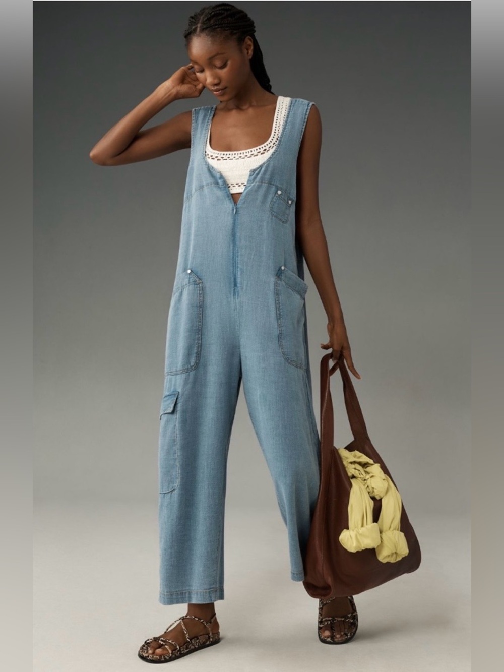 ✨Pilcro (EUC) Pilcro Zip-Front Wide-Leg Overalls Size XXS✨